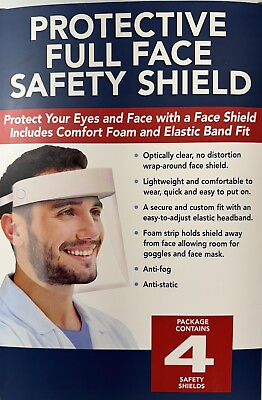 #ad Protective Full Face Safety Shield Mask Pack Of 4 $4.99