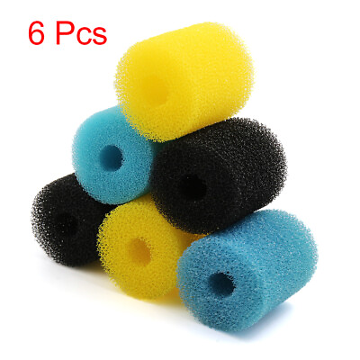 #ad 6pcs Yellow Blue Black 2.6inch Dia Pre Filter Sponge Filter Media for Aquarium $7.98