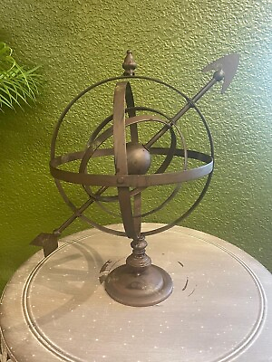 #ad Armillary Sphere Sundial Metal Garden Ornamental piece Brown standard size $94.29