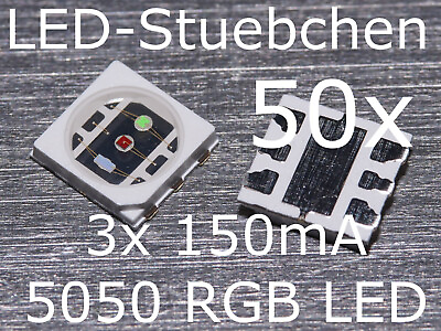 #ad 50x 5050 3x150mA RGB LED 15W SMD PLCC6 3 Chip EUR 13.90