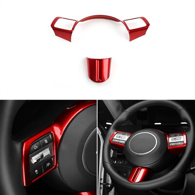 #ad 2x ABS Glossy RED Steering Wheel Cover Trim For Hyundai Kona 2024 $22.99