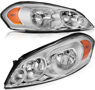 #ad Headlights Assembly For 2006 2013 Chevy Chevrolet Impala Pair Chrome Headlamps $61.00