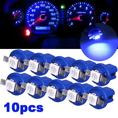 10pcs T5 B8.5D 5050 SMD Blue Car LED Dashboard Instrument Light Bulb Accessories $15.94