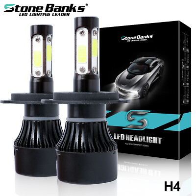 #ad Pair 4 sides H4 HB2 9003 LED Headlight Kit 2400W 6000K 360000LM Hi lo Beam Bulbs $12.99