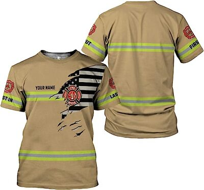 #ad Personalized Firefighter Shirt Custom Fire Rescue Tshirt Fire Department 3D Shir $26.99