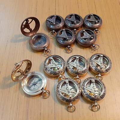 #ad Lot of 50 Brass Sundial Push Button Mini Compass Marine Gifts $159.00