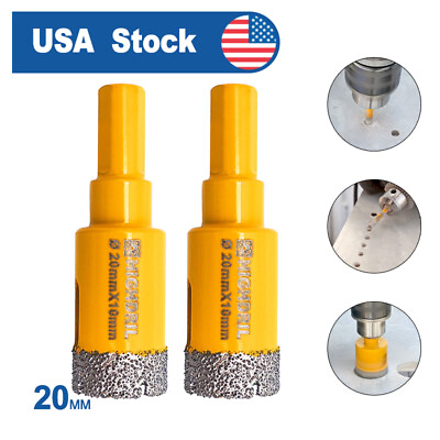 #ad 2pcs 20mm Diamond Drilling Core Bits Drill Bit Hole Saw Cutter for Marble Tile $12.17