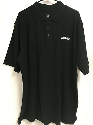 #ad #ad NRA ILA National Rifle Assoc. Men Black Short Sleeve Cotton Golf Polo Shirt XL $9.99