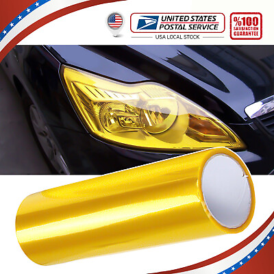 #ad Car Gloss Tint Headlight Fog Light Taillight Vinyl Film Sticker Golden Yellow US $8.49