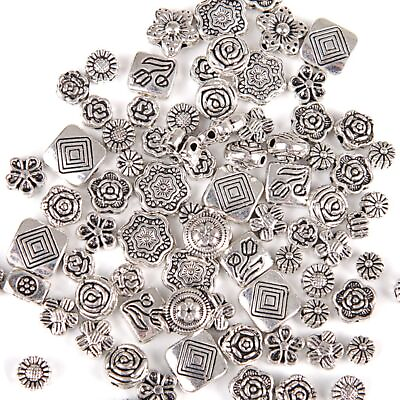 #ad Metal Flower Bead Charms 10mm Antique Rose Spacer Beads Jewelry Making Supplie $15.51