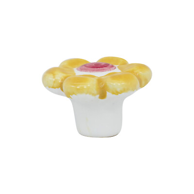 #ad 10x Yellow Pastel Flower Child Ceramic 1 9 16quot; Kitchen Cabinet Knob ROKK60140YF $18.09