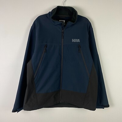 #ad #ad NRA Mens Members Soft Shell Fleece Lined Blue Black Jacket 2XL Water Resistant $19.95