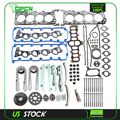 #ad Fit for 1997 1999 Ford F 150 4.6L Head Gasket Bolts Set Timing Chain Kit $151.91