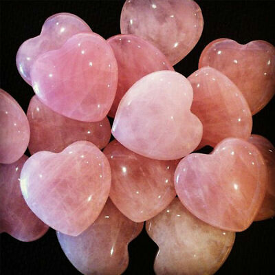 #ad Crystal Pocket Heart Natural Healing Rose Quartz Love Puff Heart Carved Shape 30 $24.13
