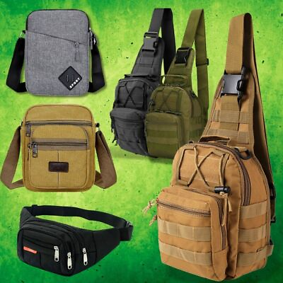 #ad Men Sling Bag Chest Fanny Packs Crossbody Travel Shoulder Bag Tactical Backpack $7.69
