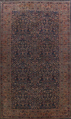 #ad Pre 1900 Kirman Navy Blue Wool Hand knotted Palace Size Antique Rug 12x21 Carpet $12599.00