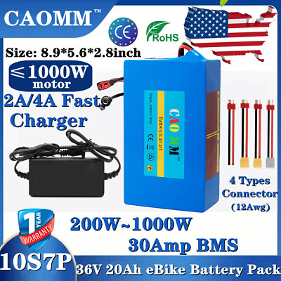 #ad Ebike Battery 36V 20Ah Lithium ion Battery ≤1000W Motor Electric Bicycle 30A BMS $55.99
