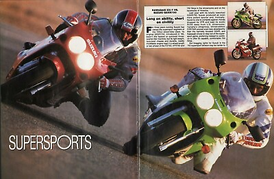 1989 Kawasaki ZX 7 vs. Suzuki GSXR750 9 Page Vintage Motorcycle Test Article $15.25