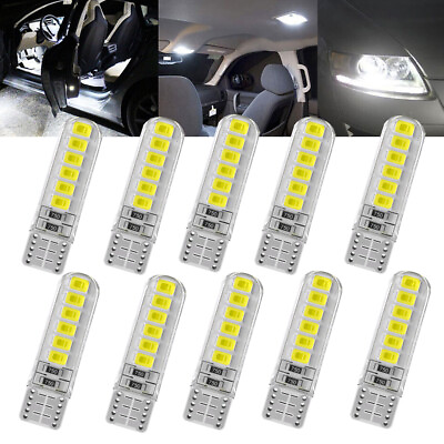 #ad 10pcs W5W T10 White Led License Plate Bulb Car Inner Dome Reading Signal Lamps $12.20