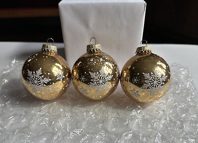 #ad Krebs Gold Snowflake Glitter Christmas Ornaments Gold Crowns $17.99