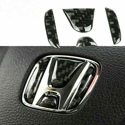 #ad For Honda Civic CRV Accord Carbon Fiber Steering Wheel Center Logo Insert Trim $8.90