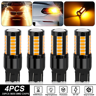 #ad 4x 7443 7440 LED Amber Yellow Turn Signal Brake Reverse Light Side Marker Bulbs $11.48