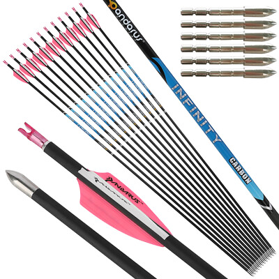 #ad 12X Pure Carbon Arrows SP200 1500 ID4.2 Archery Bow Hunting Target PANDARUS $69.55