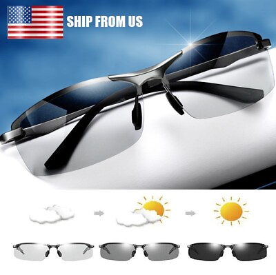 #ad #ad 2 × Polarized Photochromic Sunglasses Men Summer Driving Transition Lens Glasses $7.55