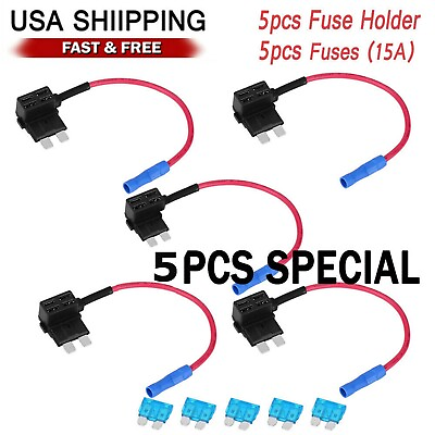 #ad 10Pcs Fuse TAP ADAPTER KIT 12V 15 Amp Car Add a circuit Standard ATM APM Blade $7.95
