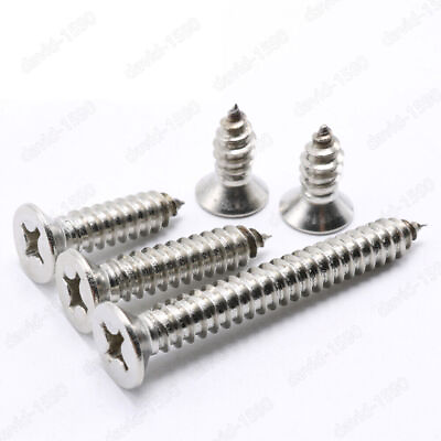 #ad M2 Stainless Phillips Countersunk Flat Head Self Tapping Sheet Metal Wood Screws $5.95