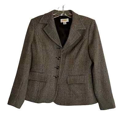 #ad Talbots Long Sleeve Wool Blend Stretch 4 Button Blazer Brown Womens 6 PETITE $35.00