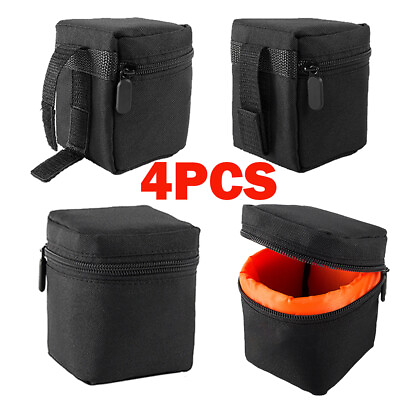 #ad 4x Camera Lens Bag Small Padded Protective Pouch Cover Shockproof Case $22.89