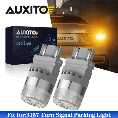 #ad 2X AUXITO 3157 4157 LED Turn Signal Blinker Corner Light bulbs Amber FreeShip $12.34