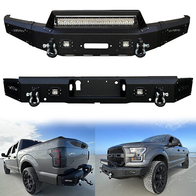 #ad Vijay For Ford F150 2015 2017 Front and Rear Bumper with D rings and LED lights $499.99