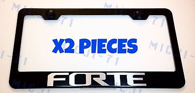 #ad X2 Forte Stainless Steel Black License Plate Frame Rust Free W Caps $22.99