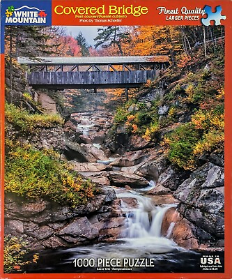 #ad White Mountain quot;Covered Bridgequot; 1000 Piece Jigsaw Puzzle With Box Stand $19.99